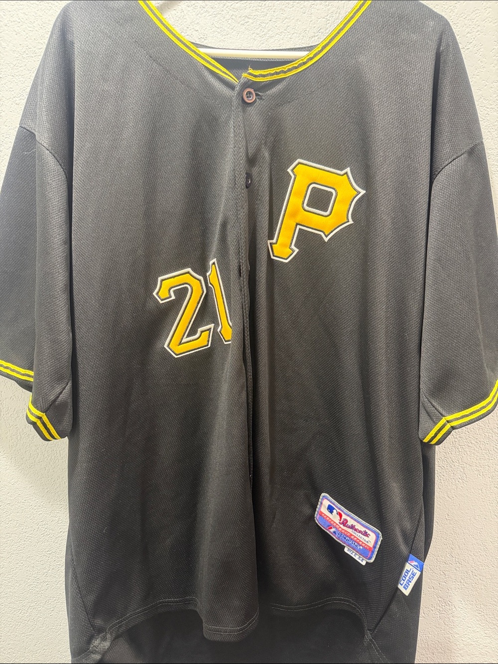 Majestic Black and Yellow Pittsburgh P Baseball Jersey